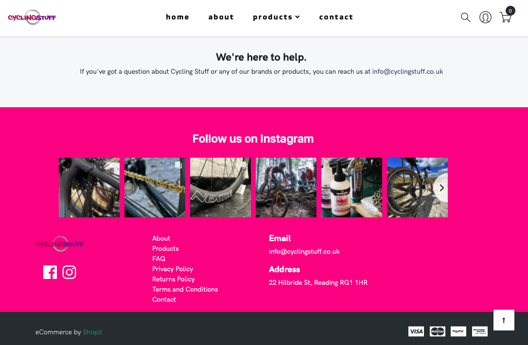 instagram feed widget added in a shopit footer